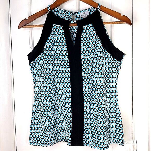 Worthington Tops - Worthington Petite Peacock Honeycomb Sleeveless Halter Blouse Tank Top Sz PS
